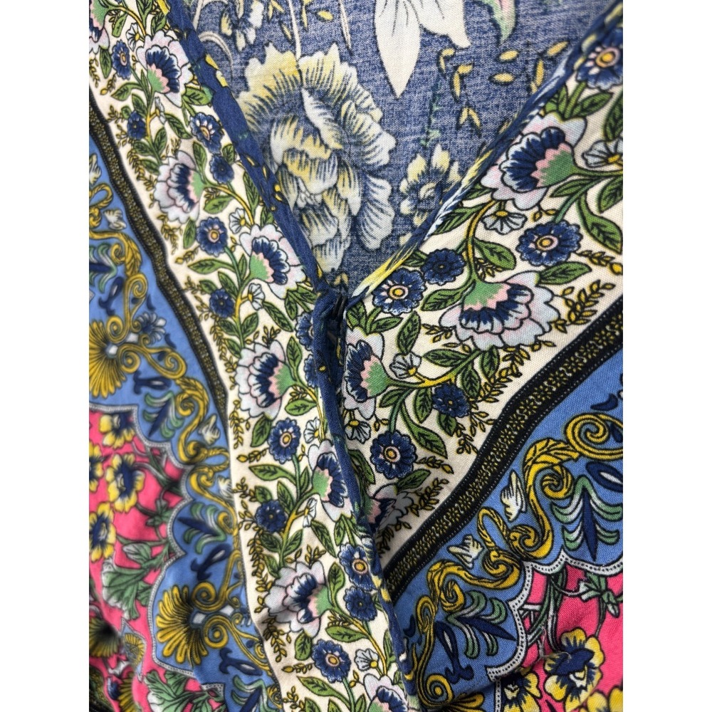 Boho Floral V Neck Tunic Festival Resort Top Blue Bell Sleeve Womens 18-20 Plus - Picture 5 of 13